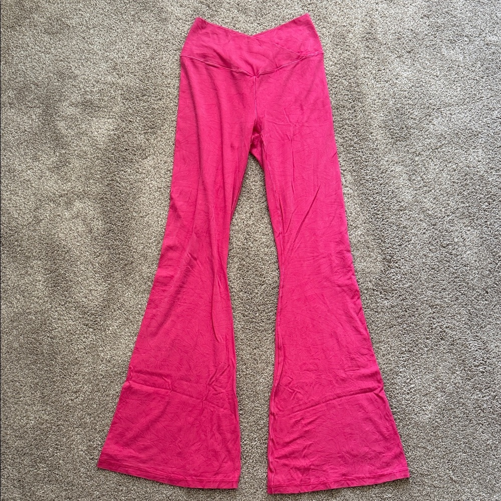 Aerie Hot Pink High Rise Flare Cross Over Leggings
